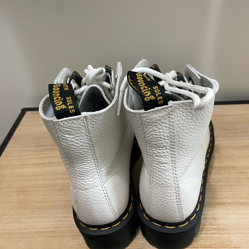 Dr. Martens White Leather Combat Boots - Picture 3 of 5